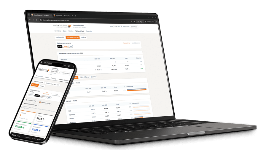 Planning Formateur sur smartphone et ordinateur portable